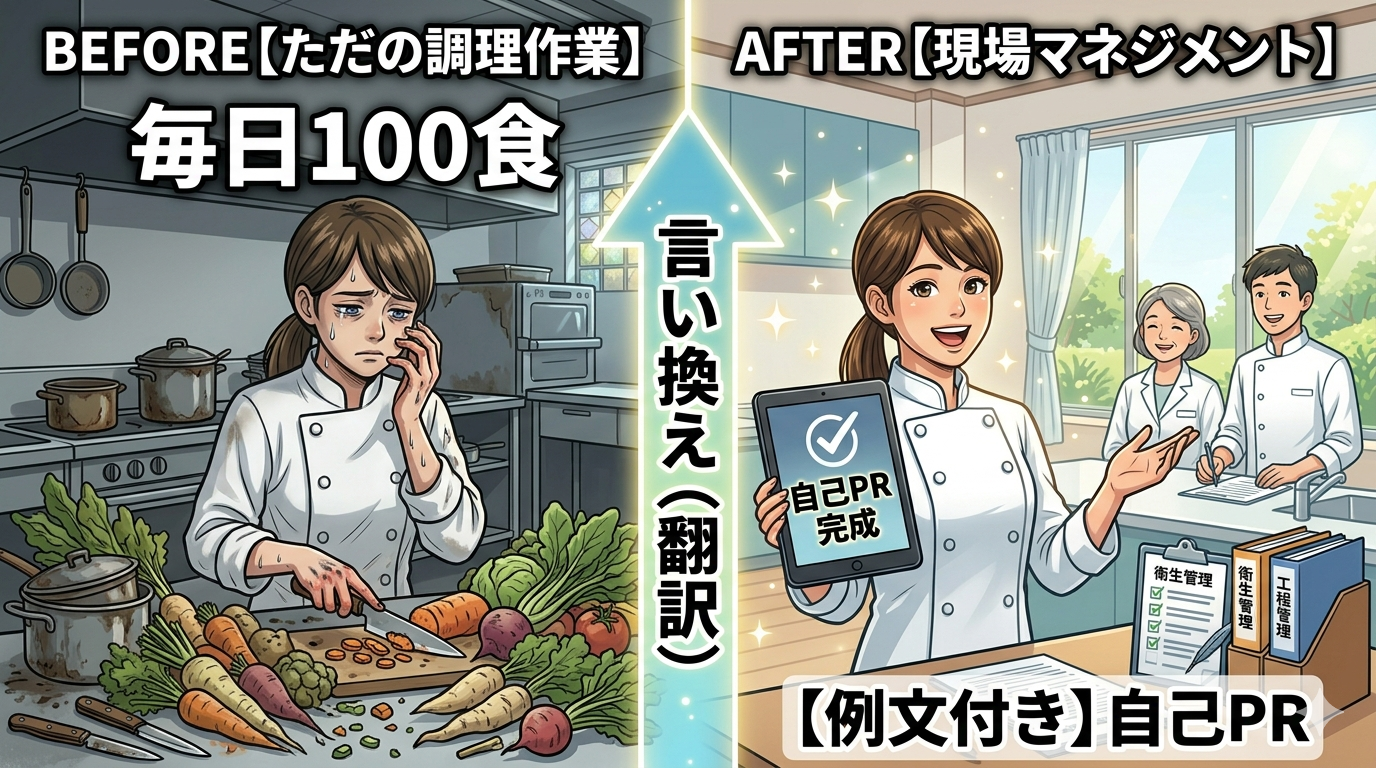 調理作業をオペレーションやチーム連携スキルへ言い換える